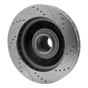 Ford Excursion Brake Rotor (1) - Front Left - R1 Concepts - Drilled & Slotted - Silver - `99-`02